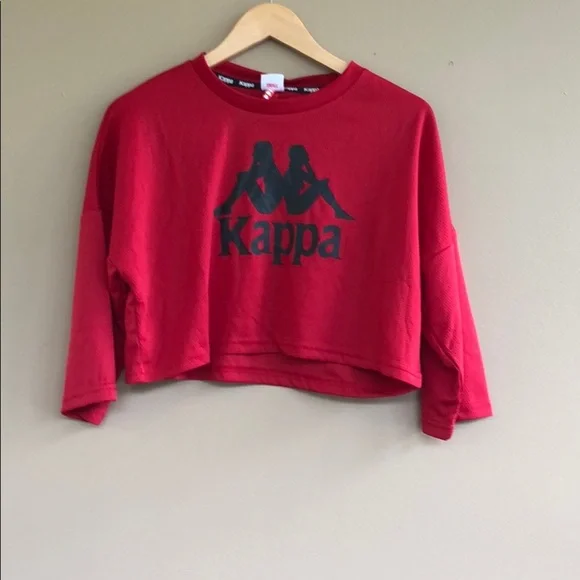 NEW • Kappa • Anak Mesh Cropped Tee Red Small - Picture 4 of 5